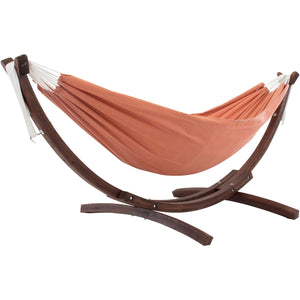 Coral – coral terracotta Sunbrella hammock with wooden arc stand