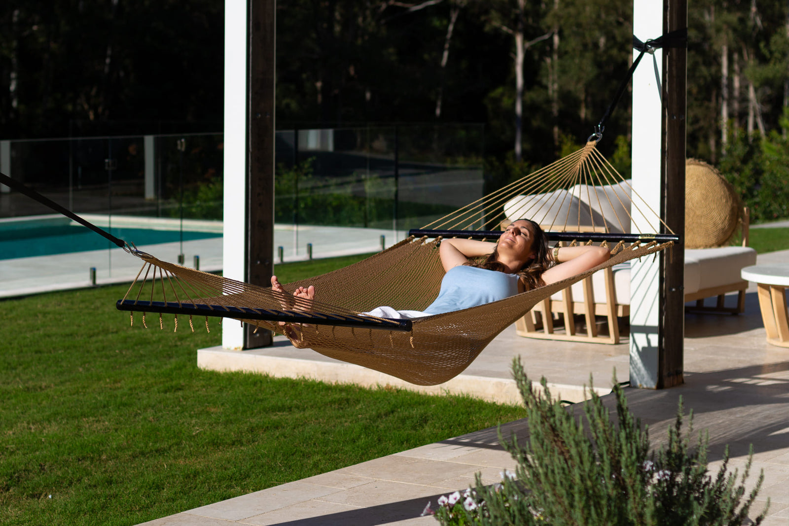Caribbean Hand Woven Polyester Rope Hammock