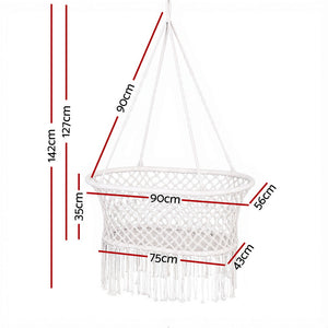 Kids Boho Hammock Chair Cotton Swing Chair Cream