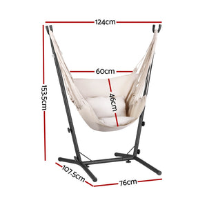 Gardeon Cream Hammock Chair With Metal Frame