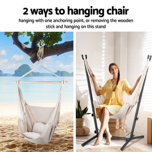 Gardeon Cream Hammock Chair With Metal Frame