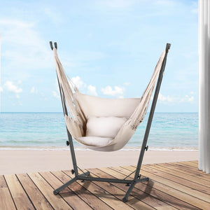 Gardeon Cream Hammock Chair With Metal Frame