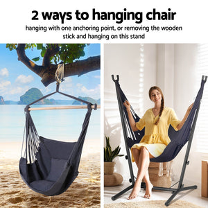 Gardeon Grey Hammock Chair With Metal Frame