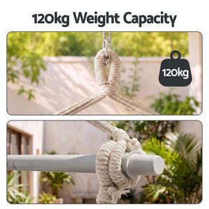 Hammock Chair Macrame Hanging Swing with Cushions Cream