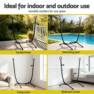Hammock Chair Stand Iron Frame w/ Phone Holder Black