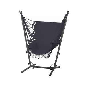 Gardeon Grey Fringe Hammock Chair With Metal Frame