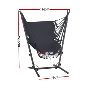 Gardeon Grey Fringe Hammock Chair With Metal Frame