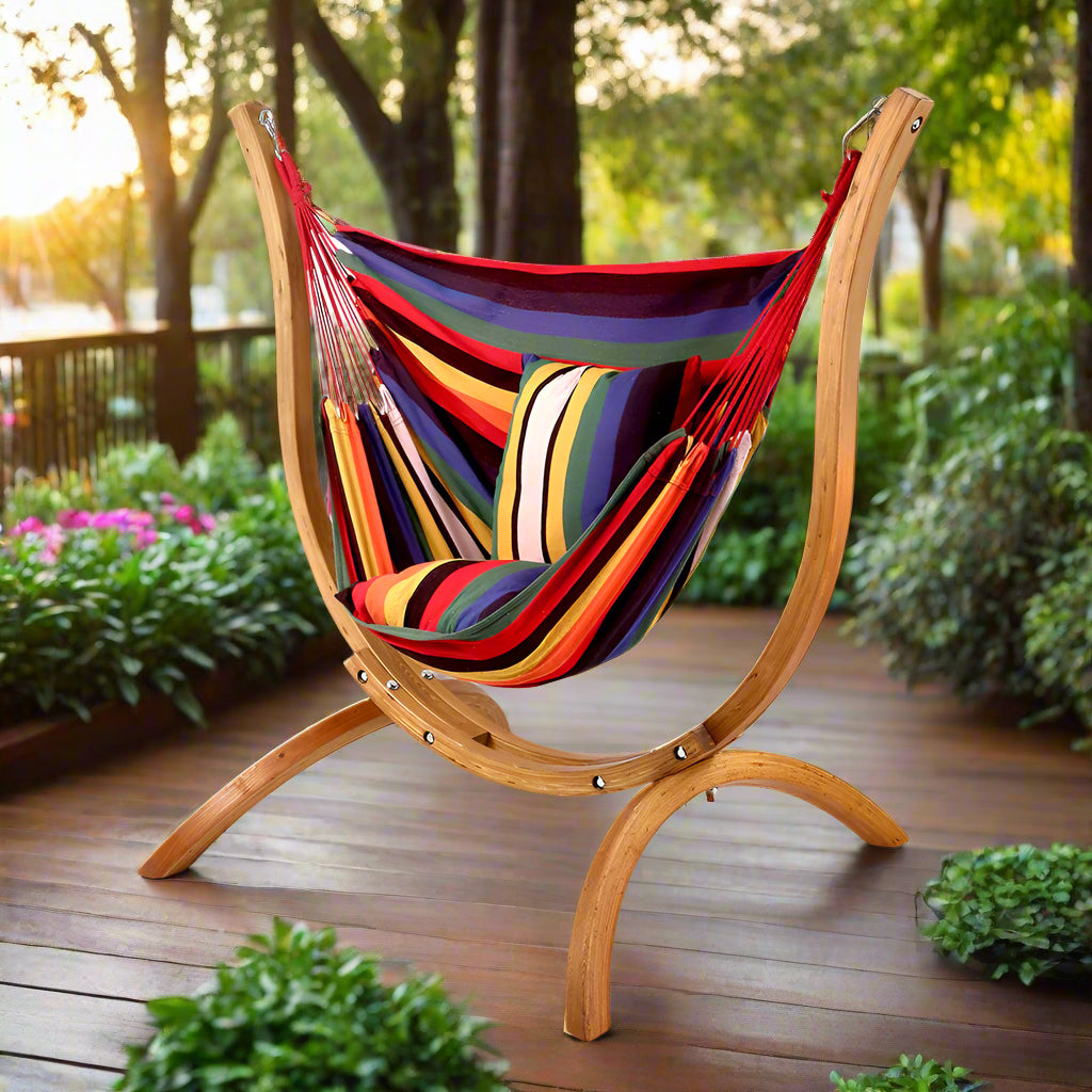 Freestanding Wooden Hanging Hammock Chair Combo
