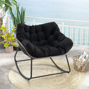 Oversized Outdoor Rocking Chair With Removable Cushion