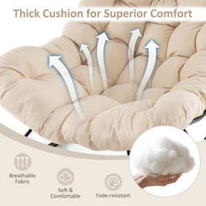 Oversized Papasan Rocking Chair with Padded Cushion and Metal Frame