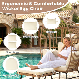 Rattan Enclosed Freestanding Egg Chair with Ottoman