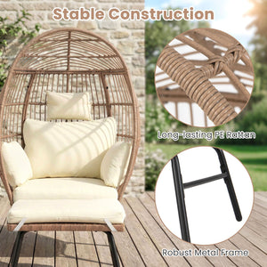 Rattan Enclosed Freestanding Egg Chair with Ottoman