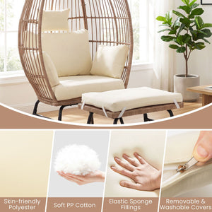 Rattan Enclosed Freestanding Egg Chair with Ottoman