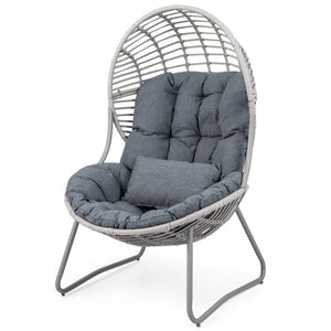 Wicker Egg Chair with Removable Seat and Back Cushion
