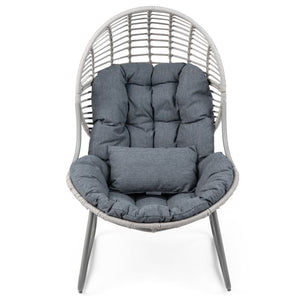 Wicker Egg Chair with Removable Seat and Back Cushion