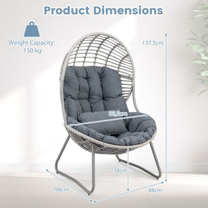Wicker Egg Chair with Removable Seat and Back Cushion