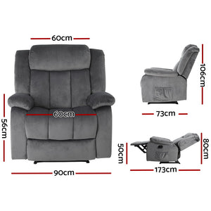 Artiss Recliner Chair Electric Massage Chair Velvet Grey