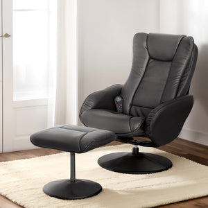 Electric Recliner Chair Heated Faux Leather Cobble with Footrest