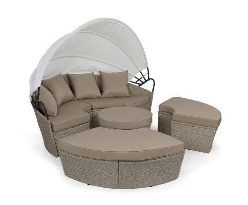 Noosa Rattan 4pc Round Rattan Daybed