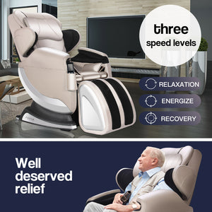 FORTIA Electric Massage Chair Full Body Reclining Zero Gravity Cream