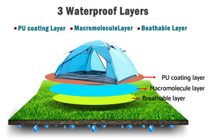 2 Person Portable Outdoor LightweightCamping Waterproof Tent - Blue