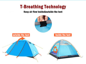 2 Person Portable Outdoor LightweightCamping Waterproof Tent - Blue