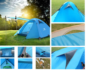 2 Person Portable Outdoor LightweightCamping Waterproof Tent - Blue