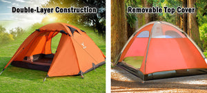 2 Person Portable Outdoor LightweightCamping Waterproof Tent - Orange