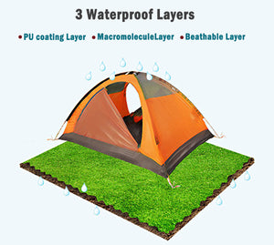 2 Person Portable Outdoor LightweightCamping Waterproof Tent - Orange