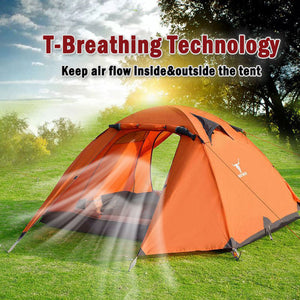 2 Person Portable Outdoor LightweightCamping Waterproof Tent - Orange