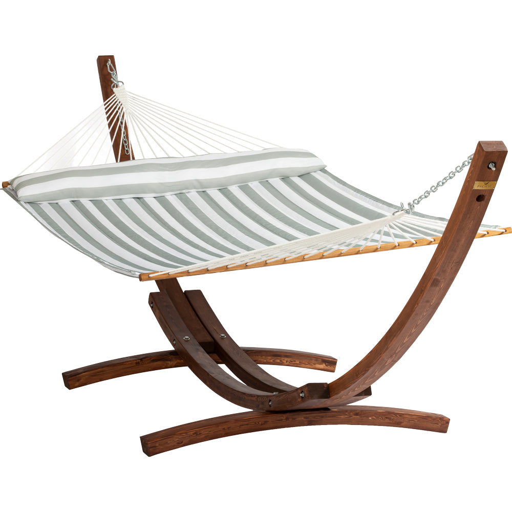 Wooden Arc Hammock Stand & Hammock King Quilted Combo
