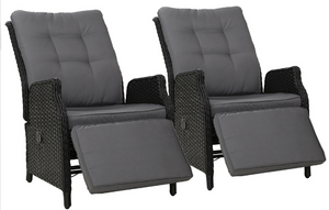 Set of 2 Outdoor Recliner Lounge Chairs