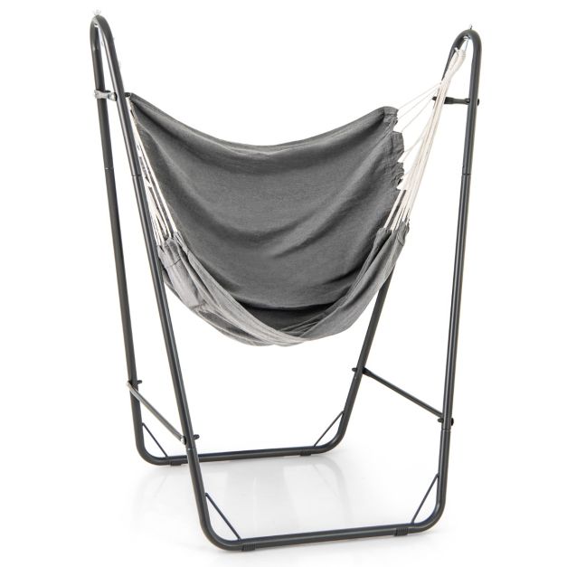 Freestanding Hammock Chair with Stand and Side Pocket