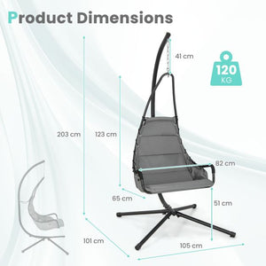 Hanging Swing Chair with Stand and Extra Large Padded Seat