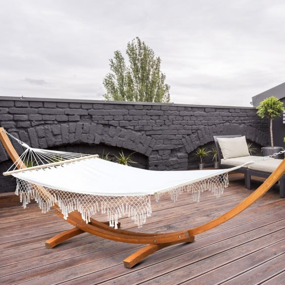 Freestanding Double Spreader Hammock with Fringe