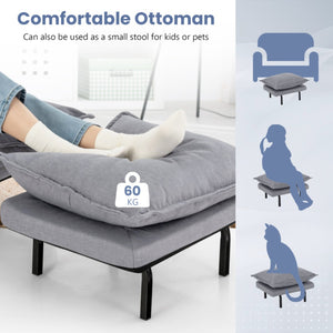 Modern Armless Accent Lazy Sofa with Ottoman