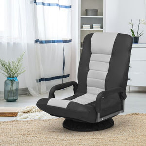 5-Position Adjustable Folding Floor Gaming Chair with 360° Swivel Base