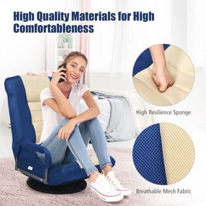 5-Position Adjustable Folding Floor Gaming Chair with 360° Swivel Base