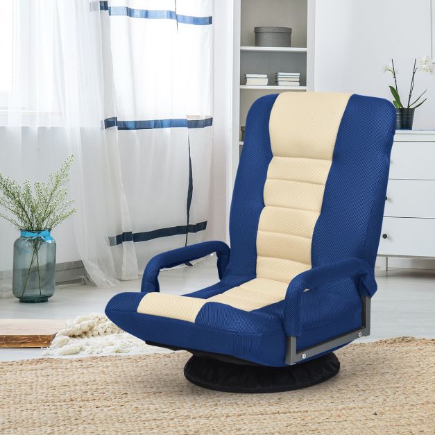 5-Position Adjustable Folding Floor Gaming Chair with 360° Swivel Base