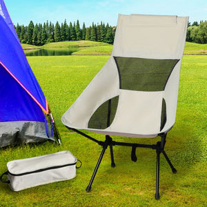 Large Folding Beige Camping Chair