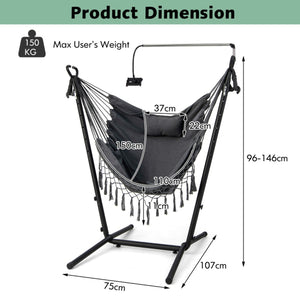 Hanging Hammock Chair & Stand with Phone Holder