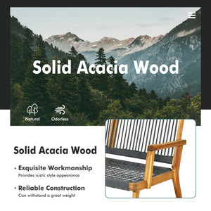 Acacia Wood Outdoor Bench Chair 2 Seater