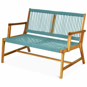 Acacia Wood Outdoor Bench Chair 2 Seater