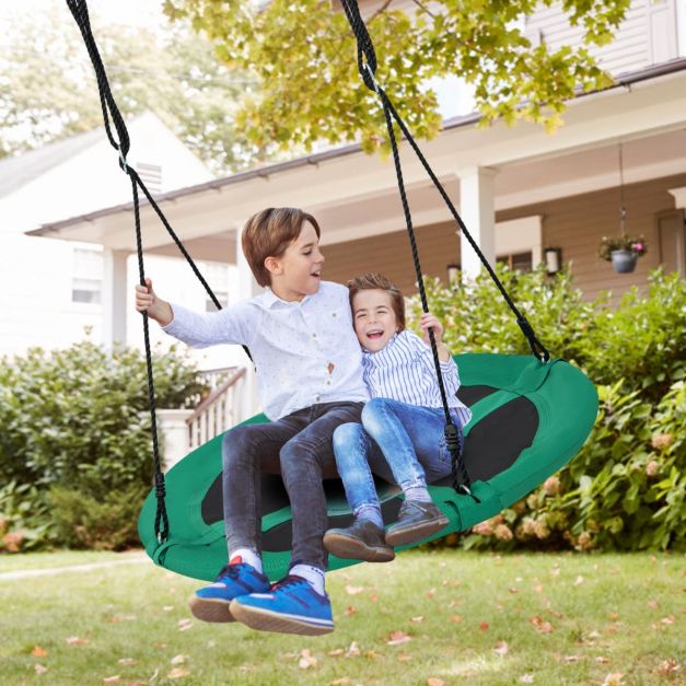 1m Saucer Tree Swing with Adjustable Ropes and Carabiners for Kids