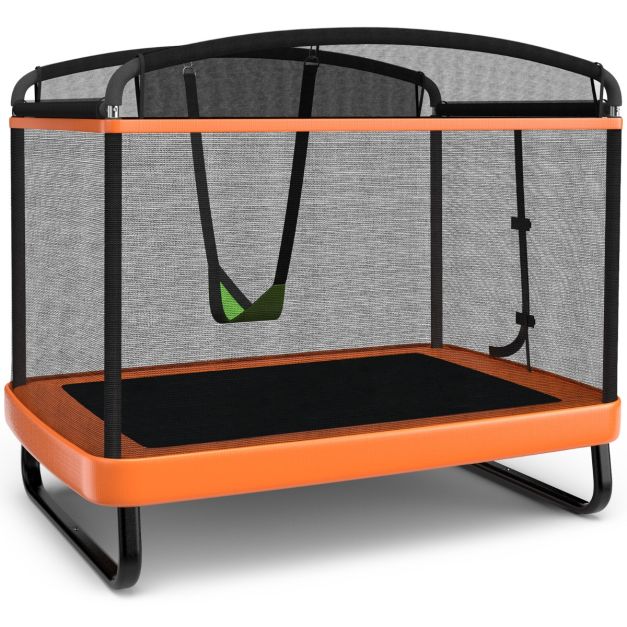 1.9M Kids Trampoline w/ Swing Enclosure Safety Net
