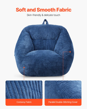 91 cm Bean Bag Chair with Soft Armrests and Storage Pocket Blue