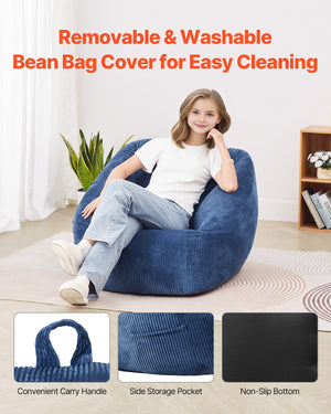 91 cm Bean Bag Chair with Soft Armrests and Storage Pocket Blue