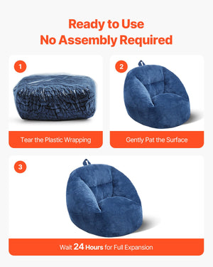 91 cm Bean Bag Chair with Soft Armrests and Storage Pocket Blue