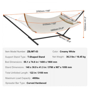 Freestanding Double Spreader Hammock with Stand - Heavy Duty