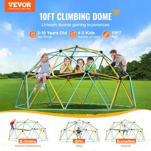 3m Geometric Dome Climber with Hammock and Swing, for Kids 3 to 10 Years Old,